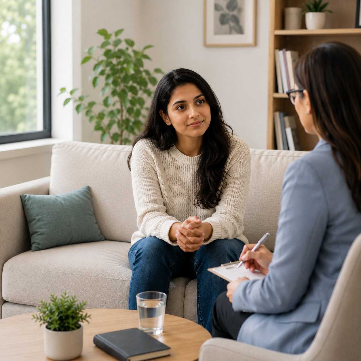 Cognitive Behavioral Therapy session - Dr. Sayana Suzkin with client, compassionate clinical psychology practice