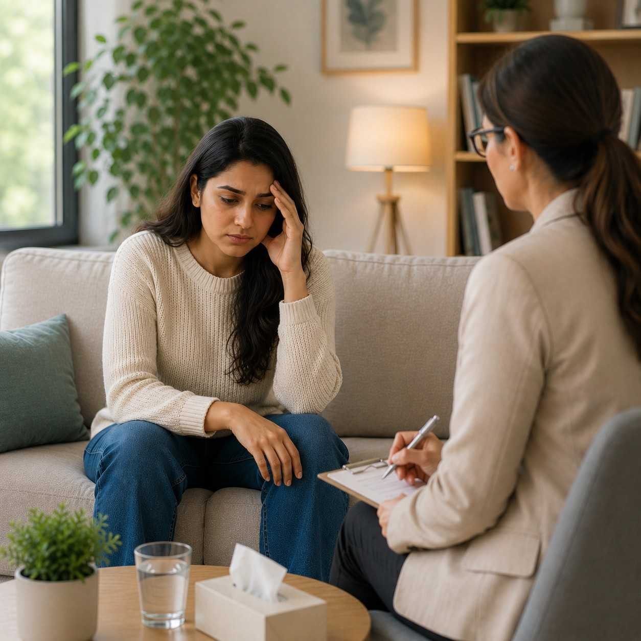 Anxiety therapy session with Dr. Sayana Suzkin - compassionate support for overcoming worry and stress