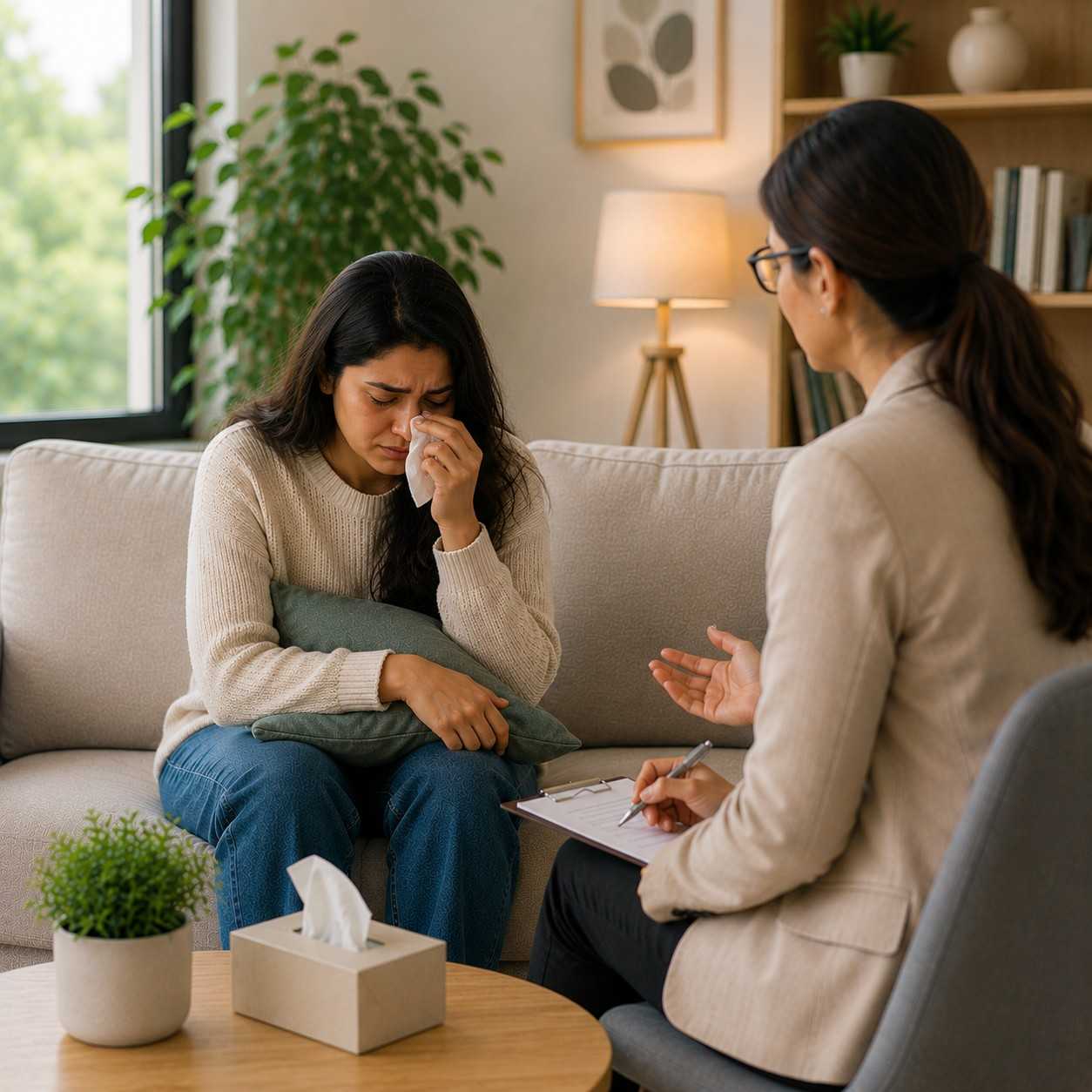 Trauma therapy and emotional healing session with Dr. Sayana Suzkin - compassionate support in a safe environment