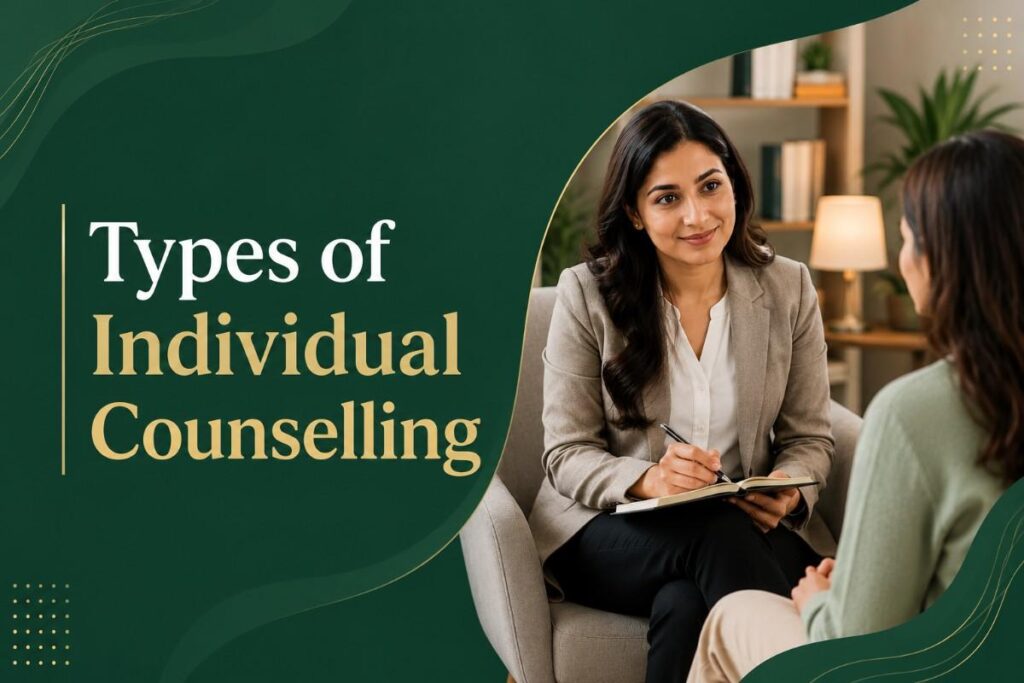 Types of Individual Counselling session showing a psychologist providing one-on-one mental health support and guidance