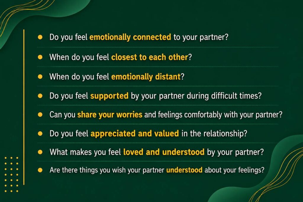 Questions about emotional connection in a relationship